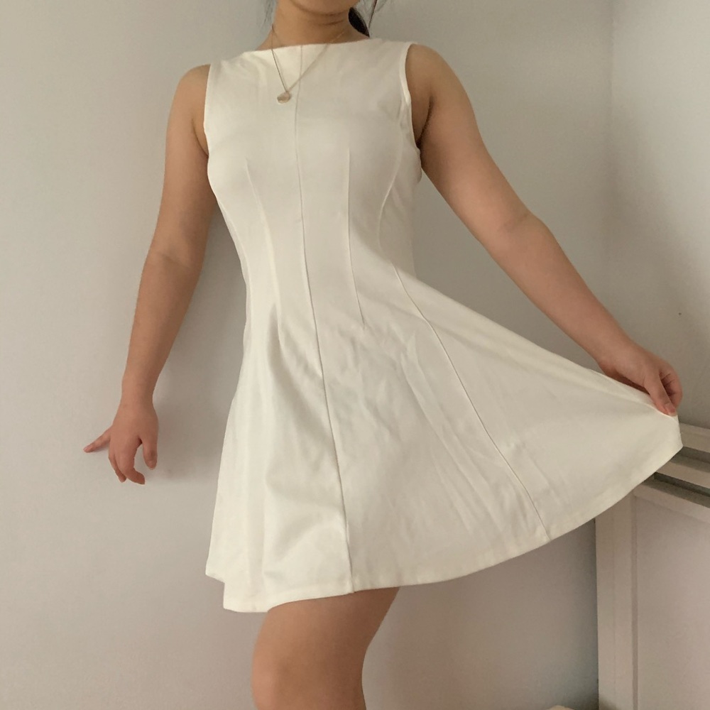 White mini skirt